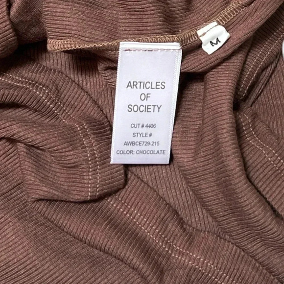 Articles Of Society Jade Ribbed Mini One Shoulder Dress in Brown Size Medium - Picture 5 of 5